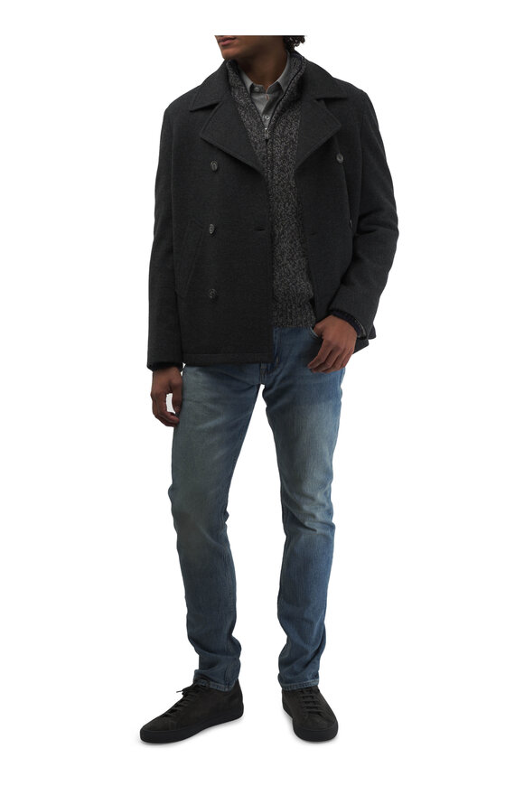 Fedeli - Double Knit Charcoal Cashmere Peacoat