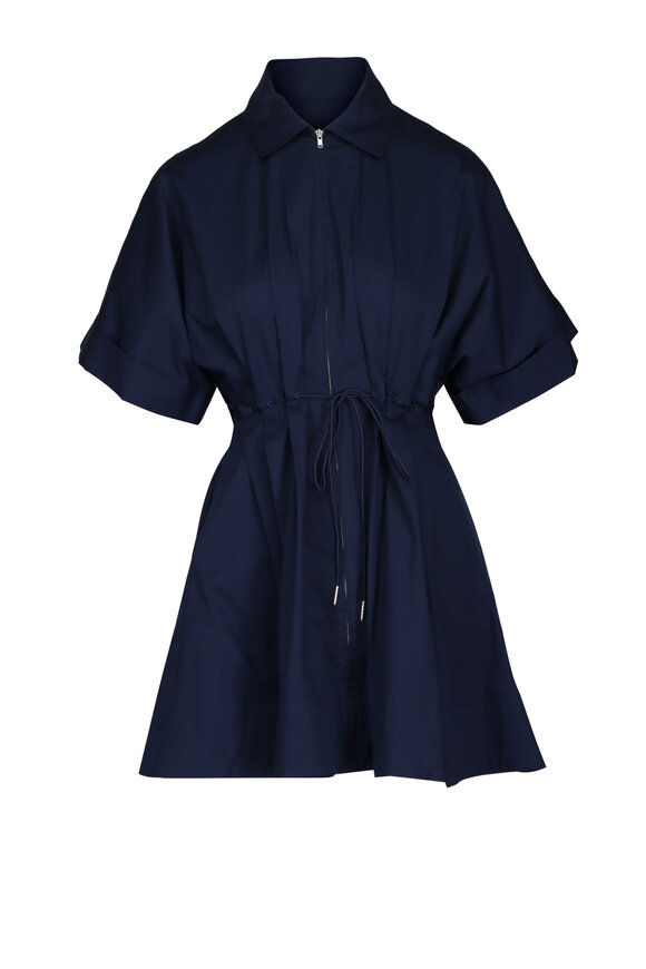 Staud Cori Navy Zip-Front Mini Dress