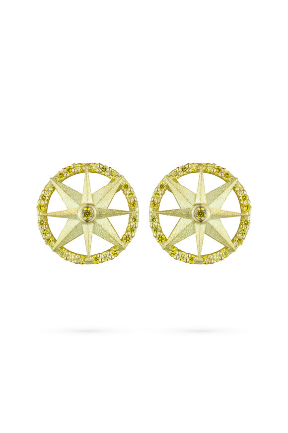 Paul Morelli 18k Yellow Gold Yellow Diamond Compass Studs - view 1