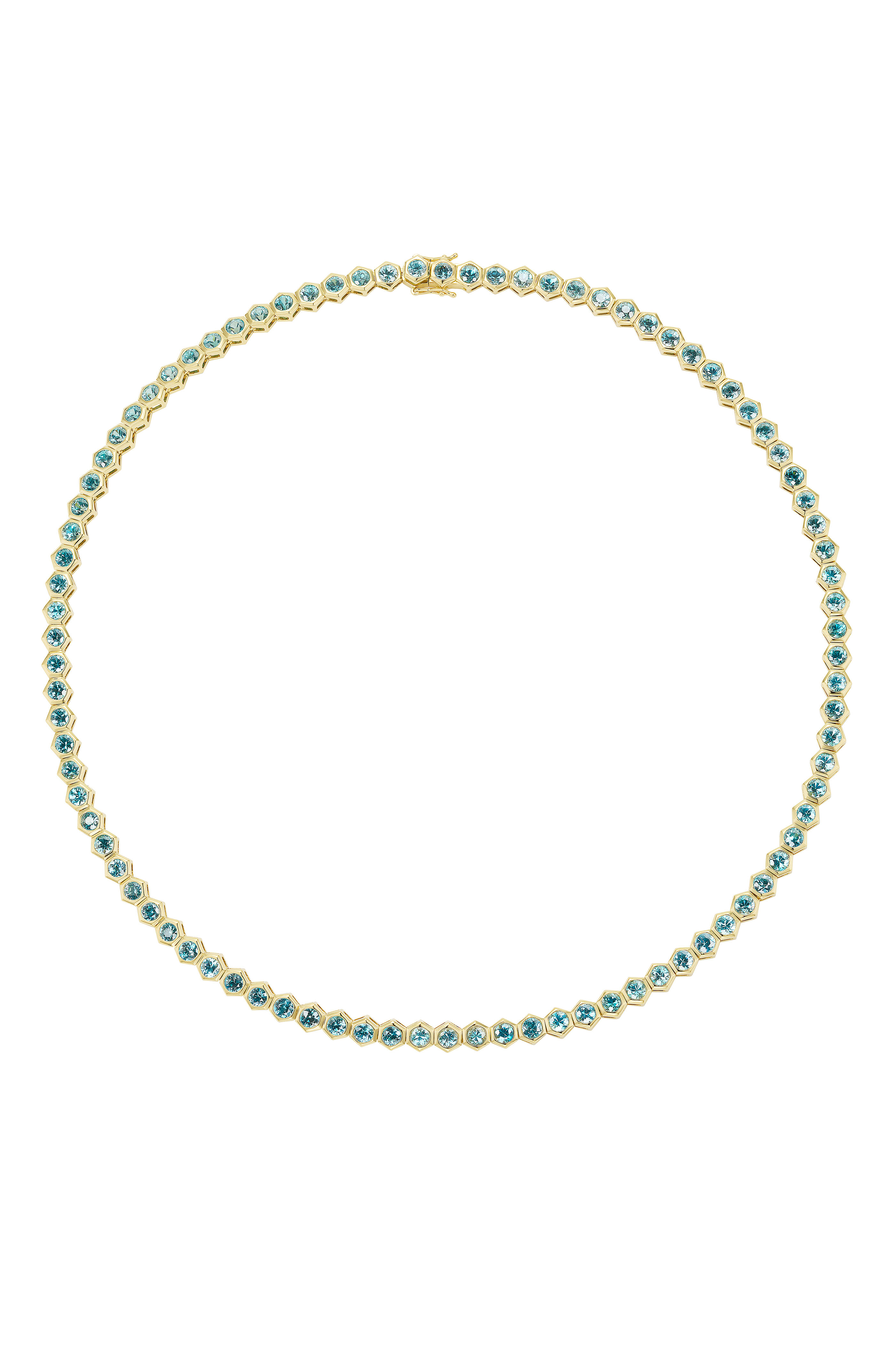 Emily P. Wheeler - Hexagon Electric Blue Zircon Tennis Necklace