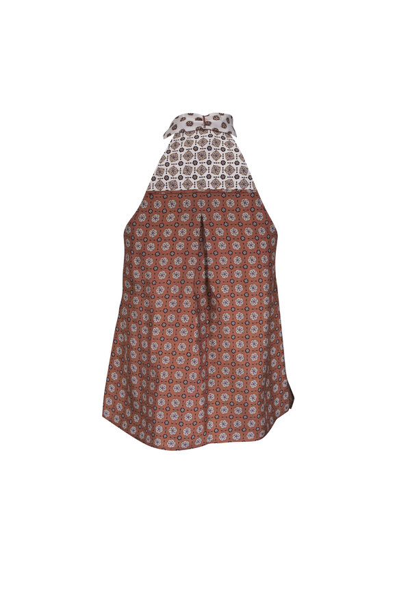 Dorothee Schumacher Graphic Dreams Brown Big Tie Silk Top - view 3