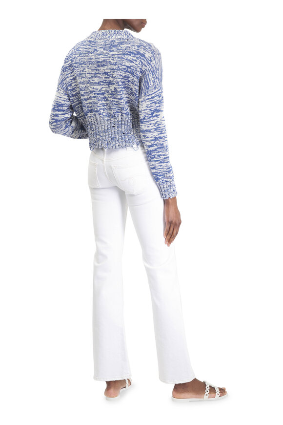 Marni Orion Blue & White Cropped Distressed Cardigan - view 3