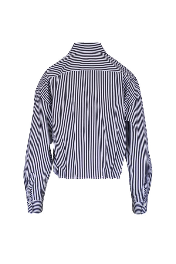 Odeeh Black & White Roman Stripe Button Up Shirt - view 4