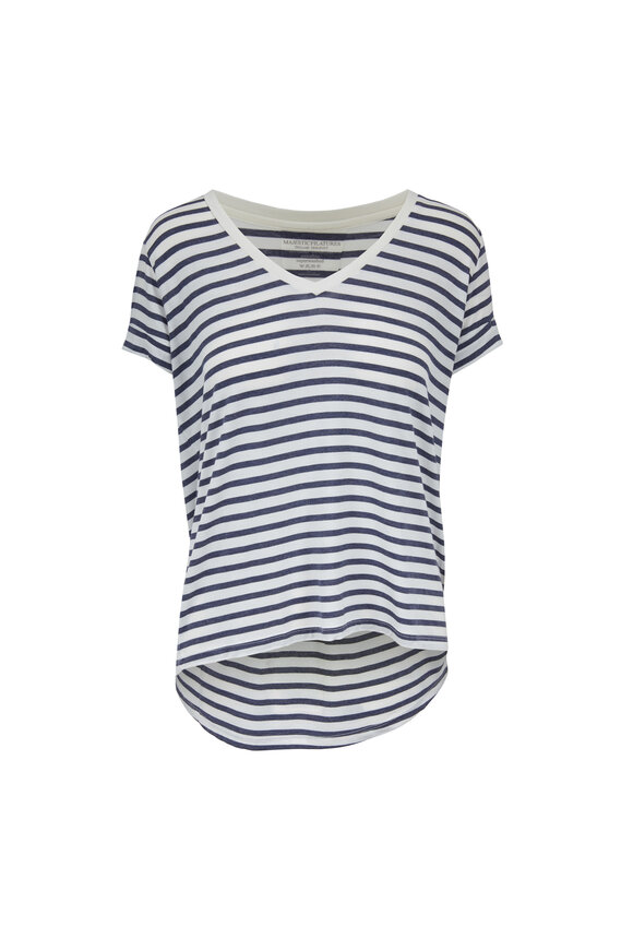 Majestic - Blue & White Striped Superwashed Deluxe T-Shirt