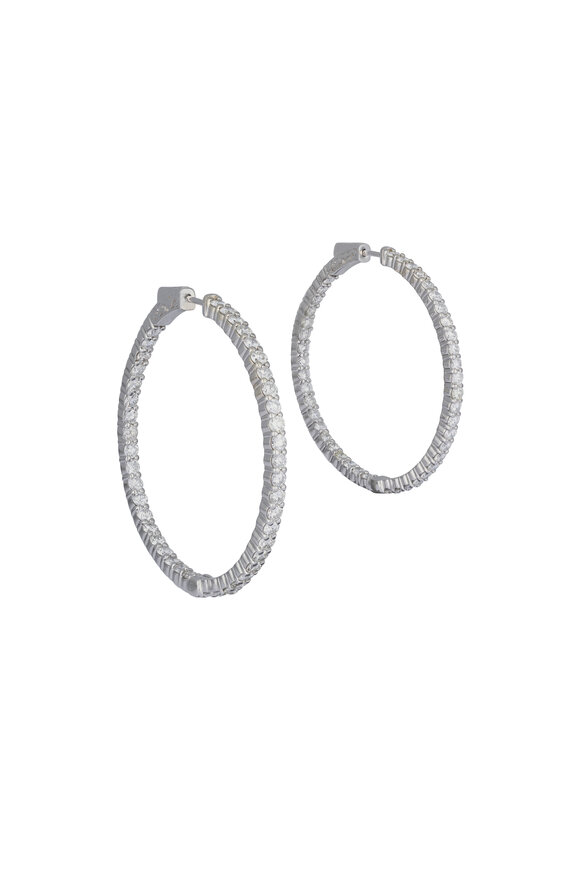 Lowy & Co White Gold Diamond Hoop Earrings - view 1