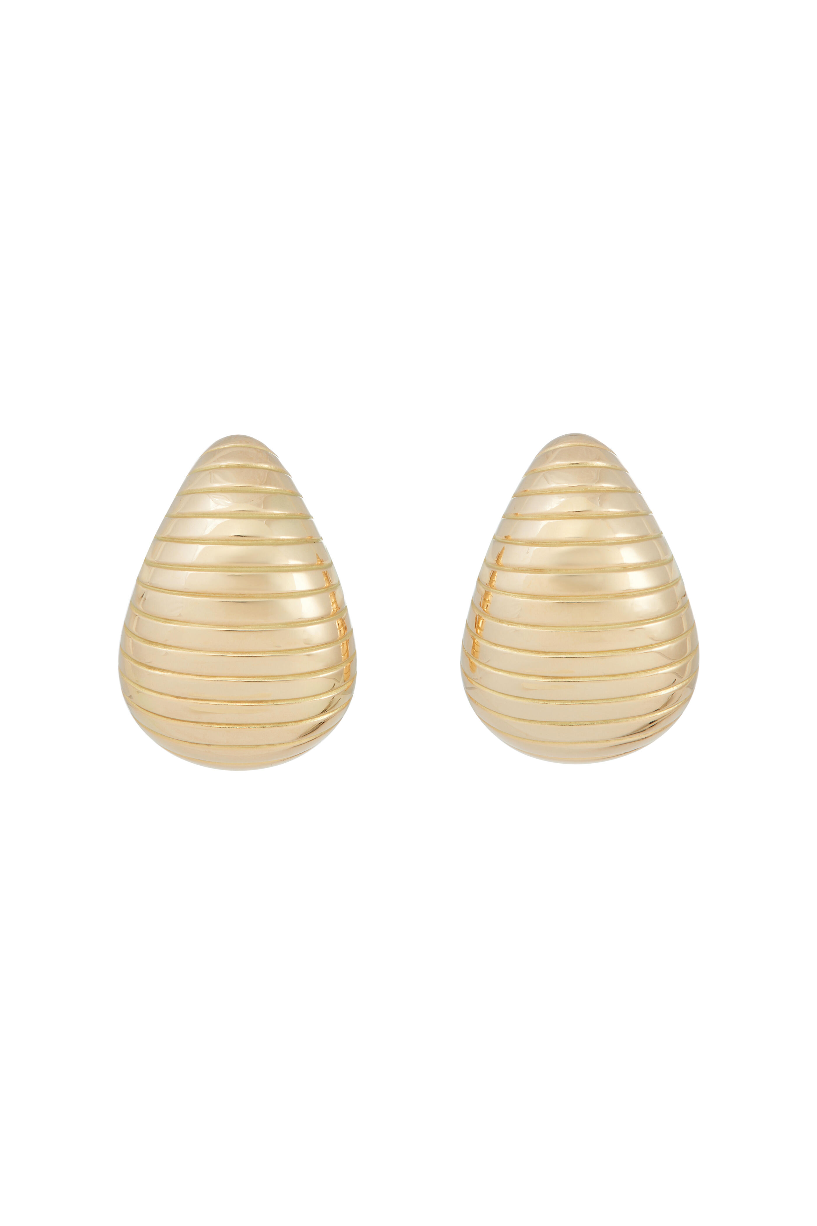 Sidney Garber - 18k Yellow Gold Large Grooved Anjou Earrings - view 1