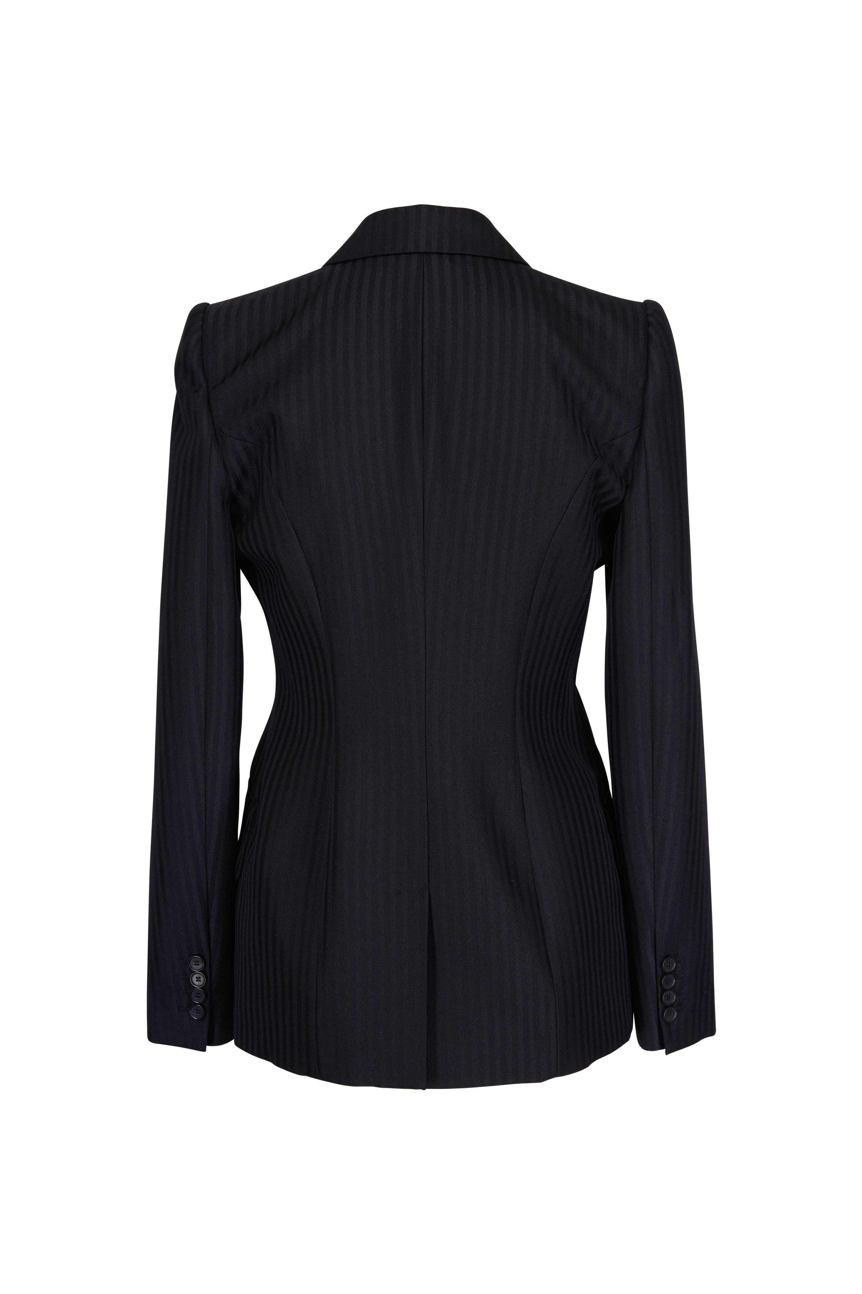 McQueen - Black Tailored Striped Slash Jacket | Mitchell Stores