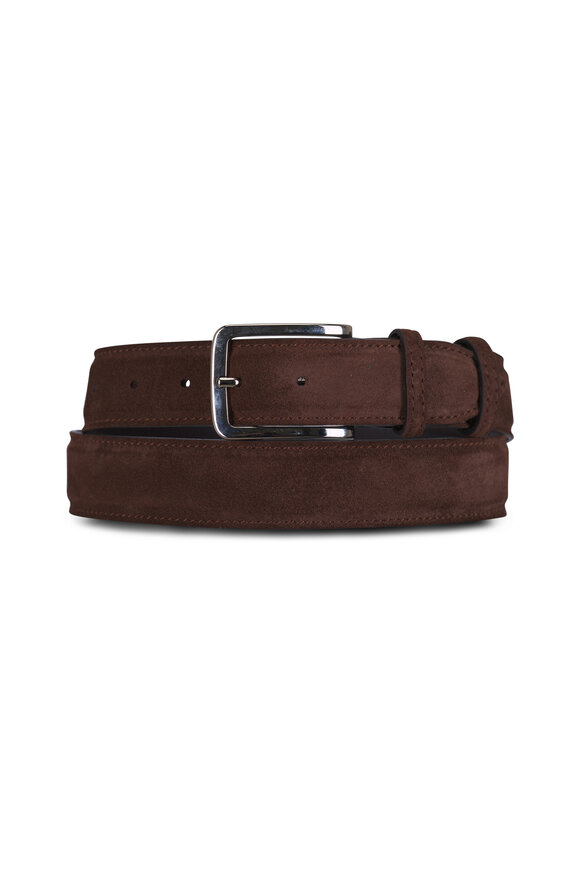Bontoni Dark Brown Suede Belt - view 1