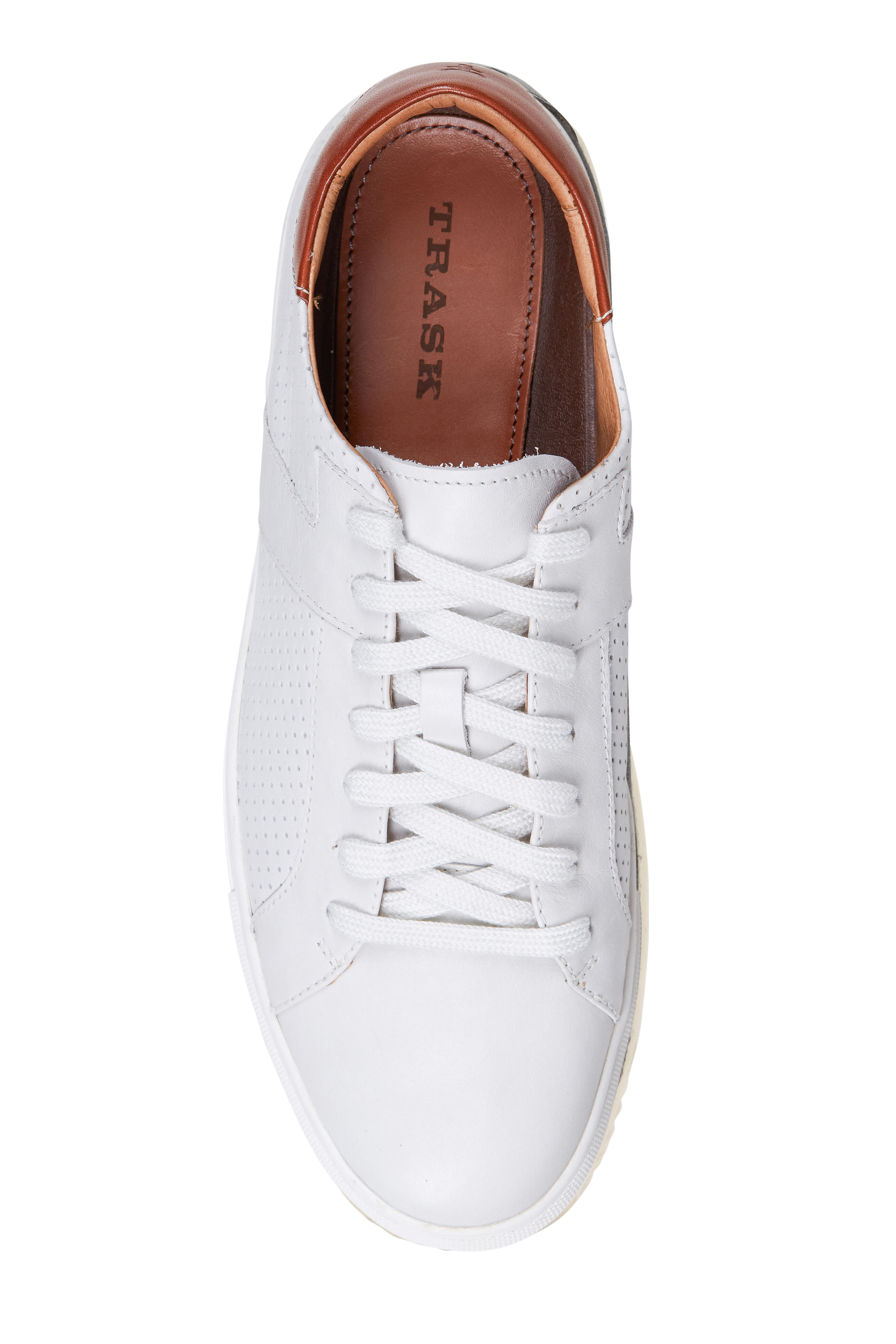 Trask Aaron White Perforated Leather Sneaker Mitchell Stores