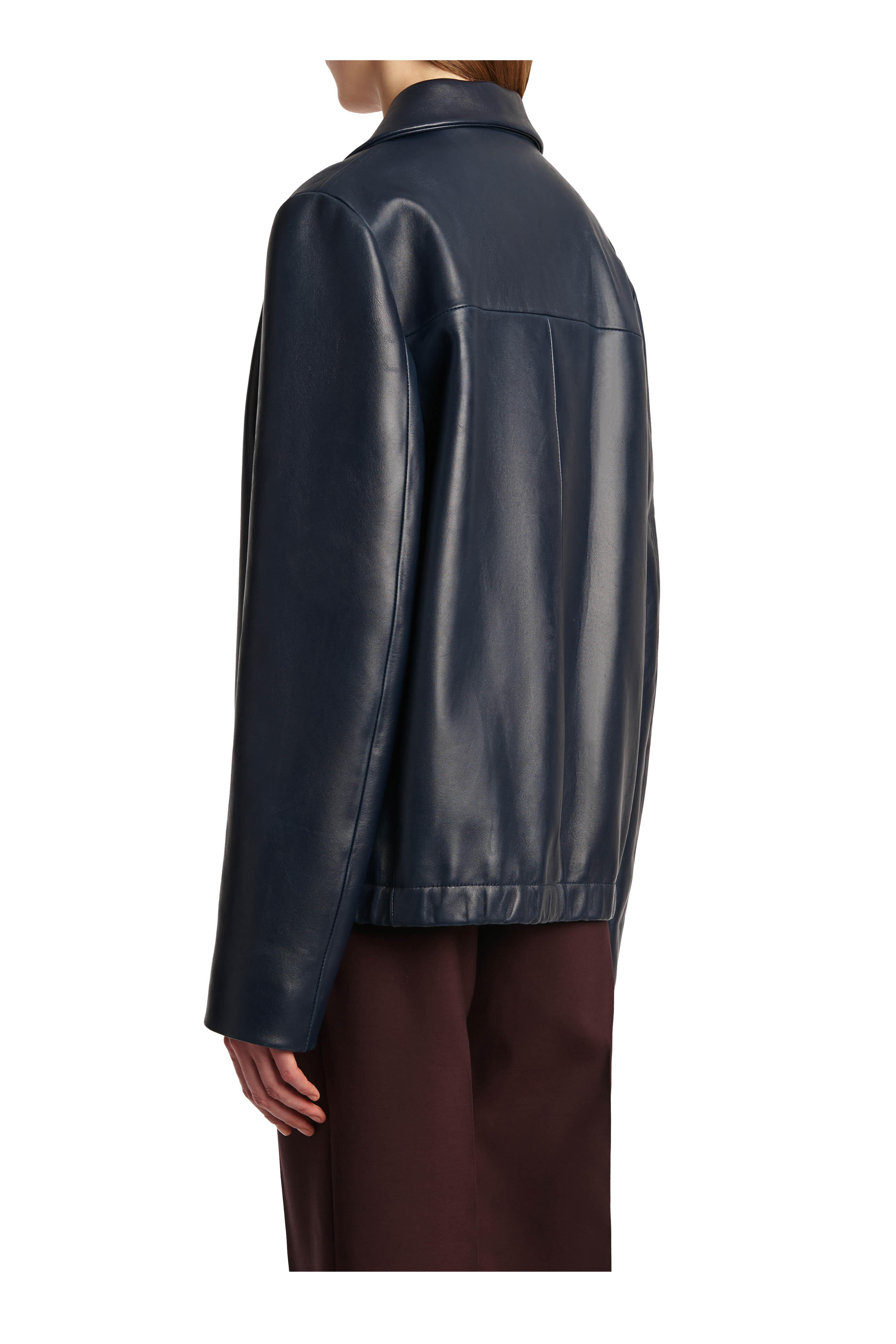 Khaite - Jackson Navy Blue Leather Jacket