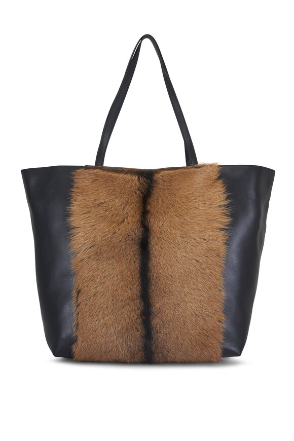 Totême Roam Black & Tan Leather Tote - view 1