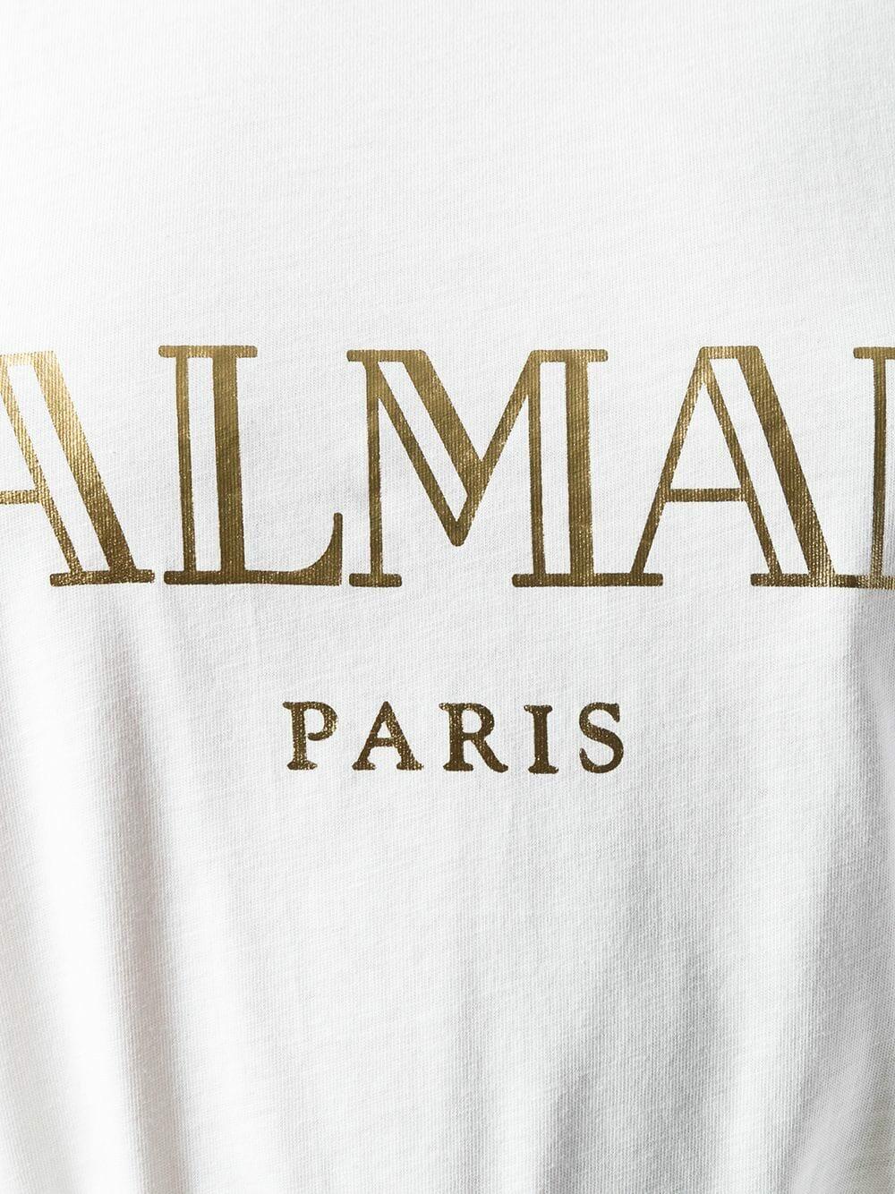 Balmain - White Foil Logo Shoulder Button T-Shirt