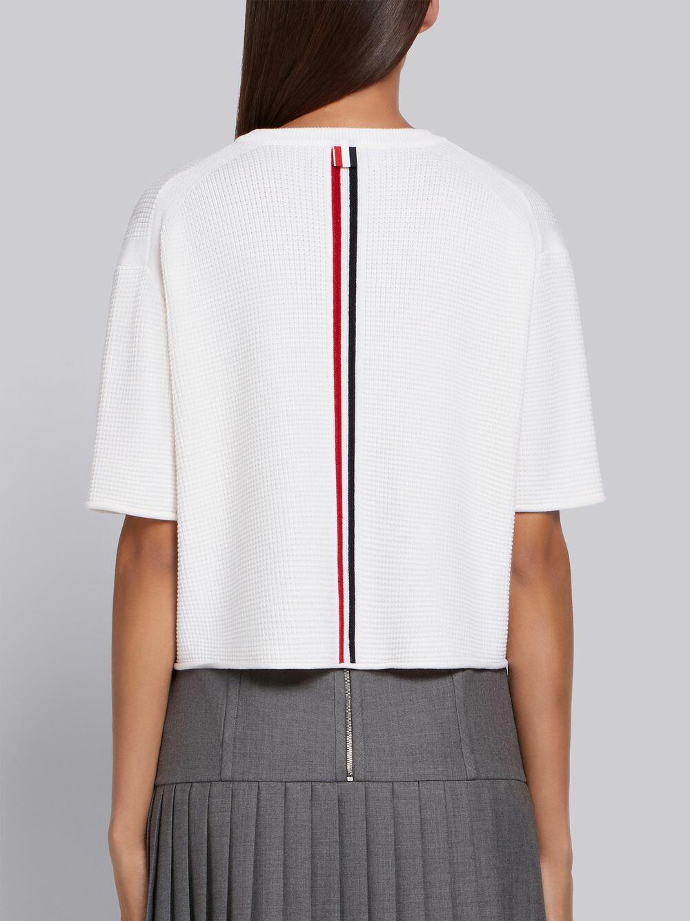 Thom Browne - White Wool Boxy Crop Sweater
