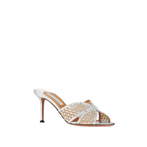 Aquazzura - Crystal Lover Mule in Silver | Mitchell Stores
