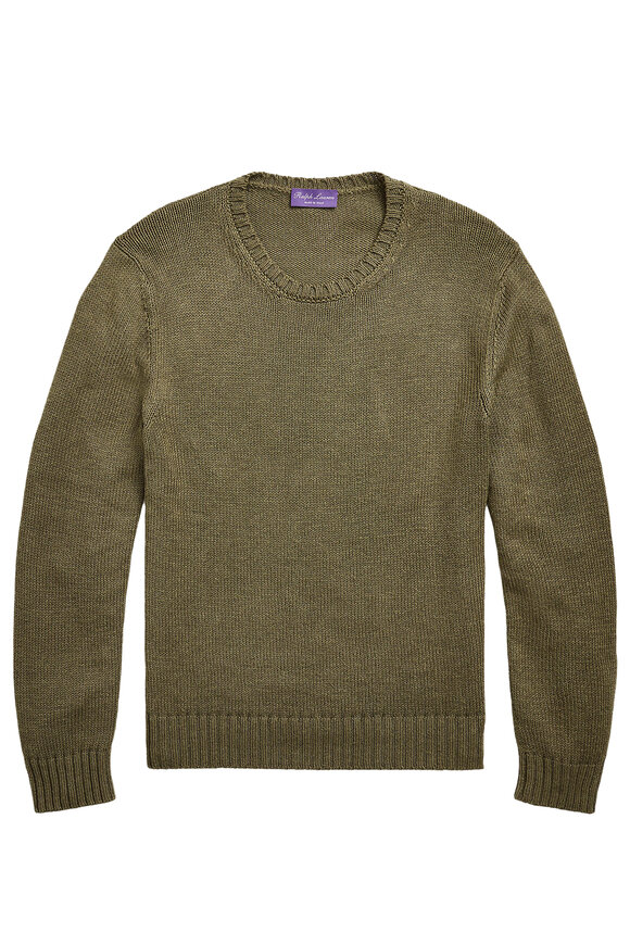 Ralph Lauren Purple Label - Olive Night Silk & Linen Crewneck Sweater