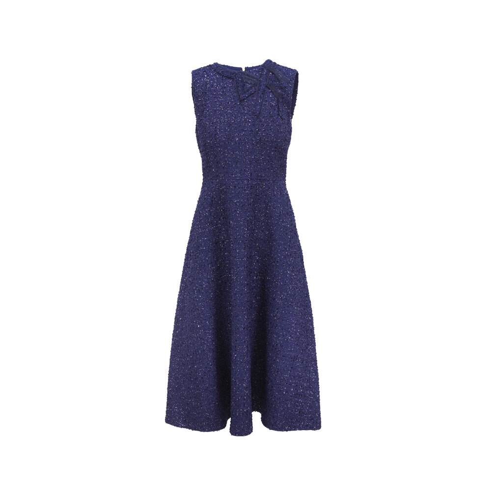 Carolina Herrera - Midnight Tweed Midi Dress | Mitchell Stores
