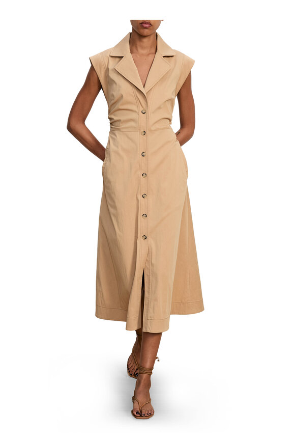veronica beard yellow beaded dress Veronica Beard Grycen One-Shoulder Midi Dress | Gold Ochre