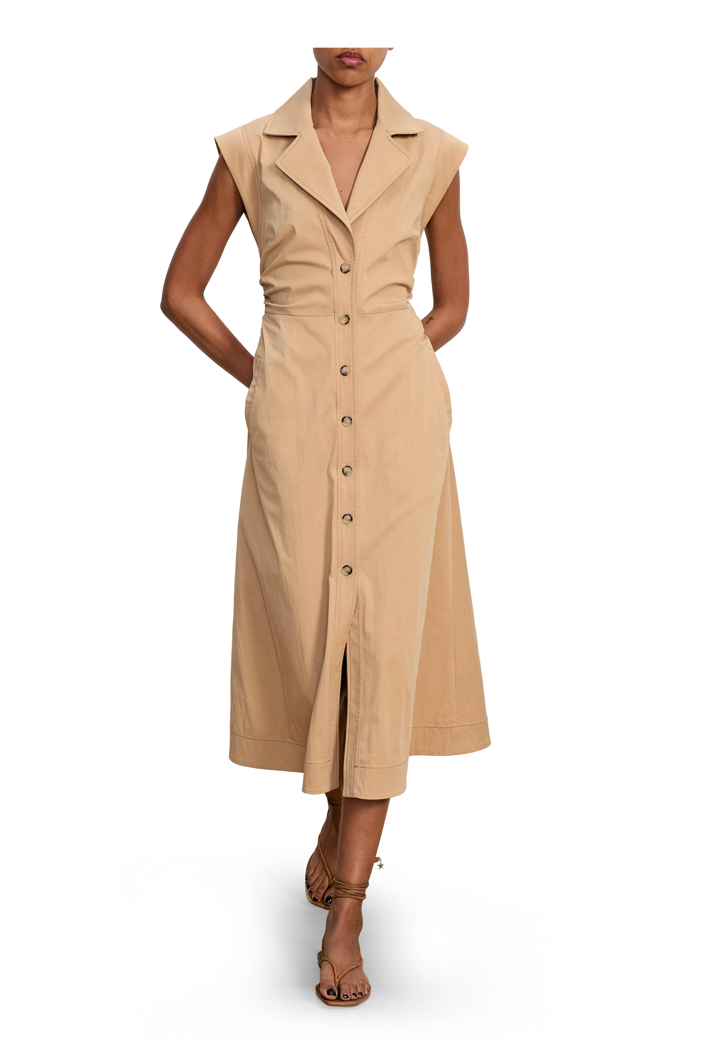 Veronica Beard - Orla Khaki Midi Shirtdress - view 2