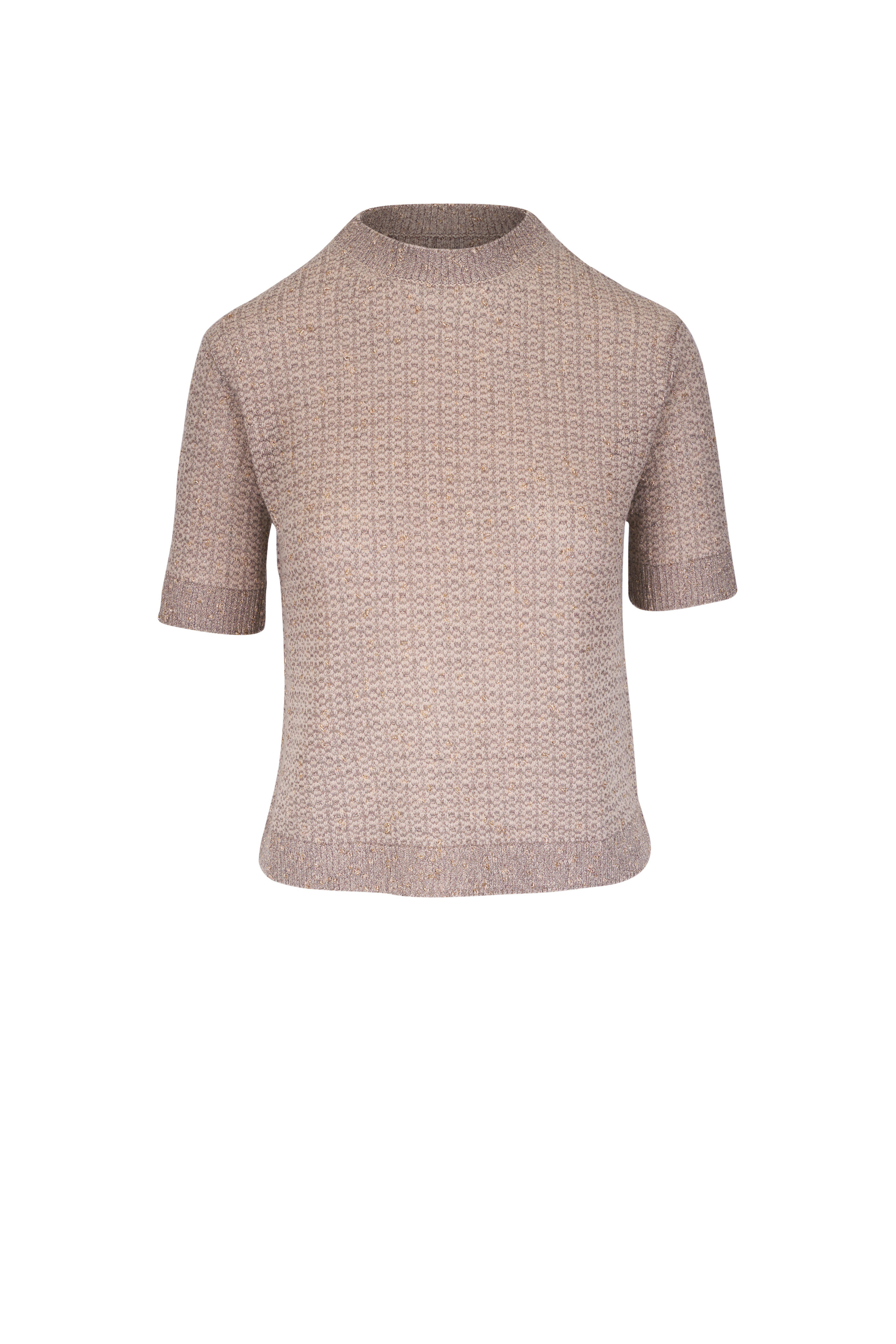 Lafayette 148 New York - Taupe Metallic Crewneck Sweater