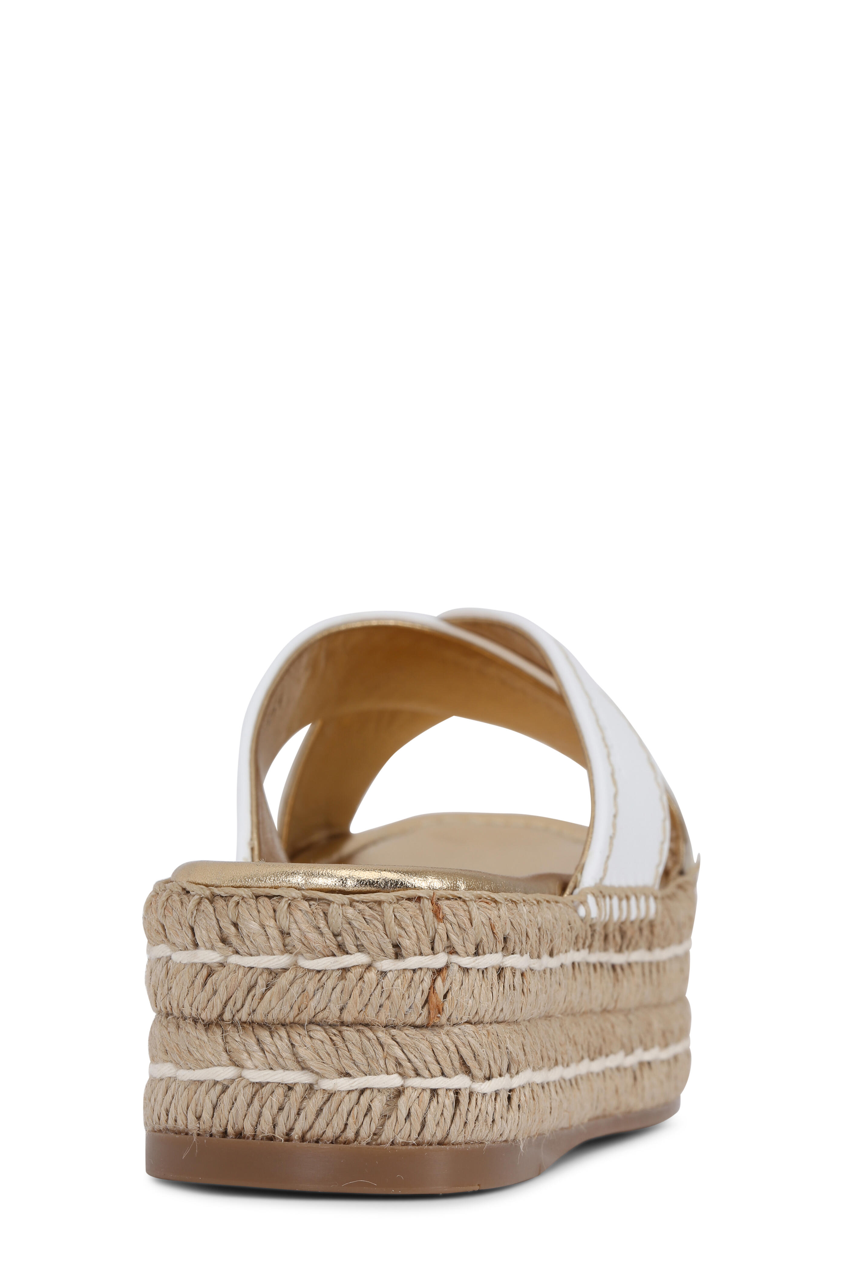 Prada - White Leather Criss-Cross Espadrille Slide