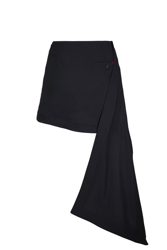 Loewe Black Wool Asymmetrical Mini Skirt - view 3