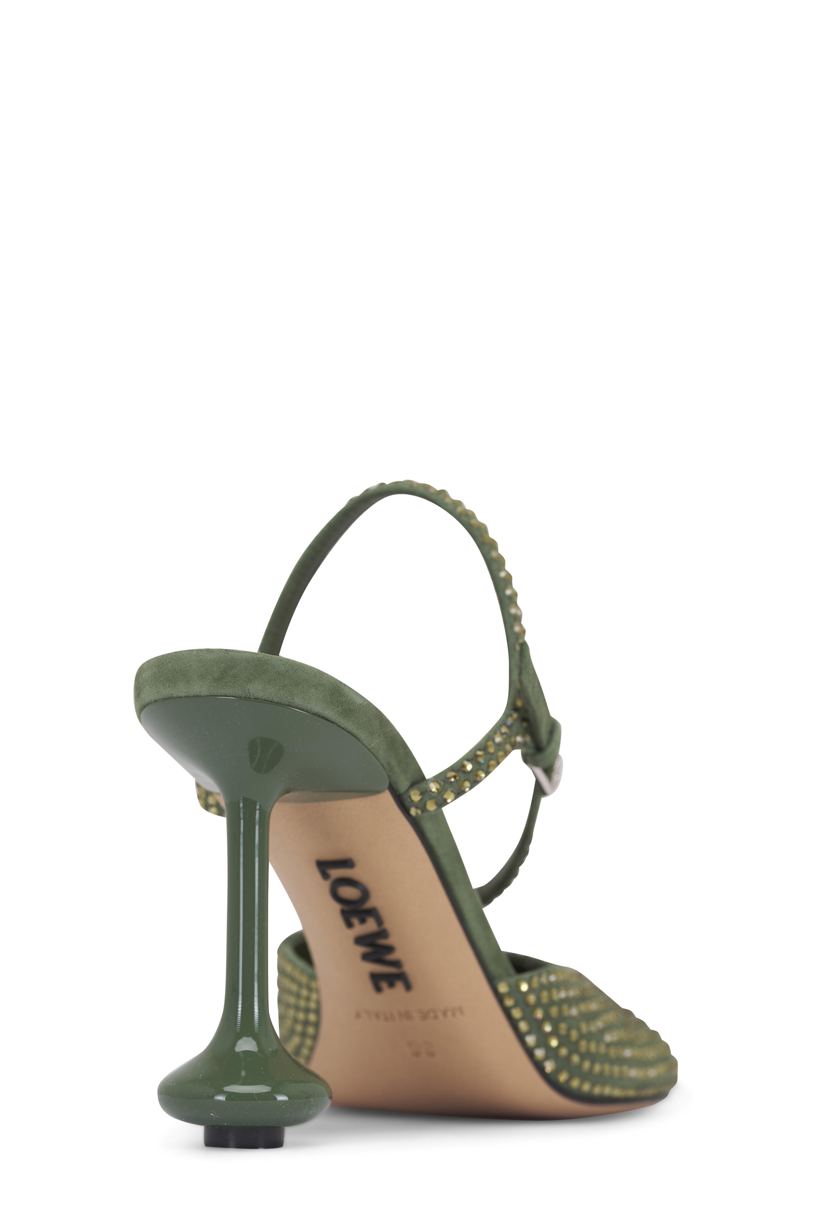 Loewe - Toy Military Green Suede Ankle Strap Pump, 90mm