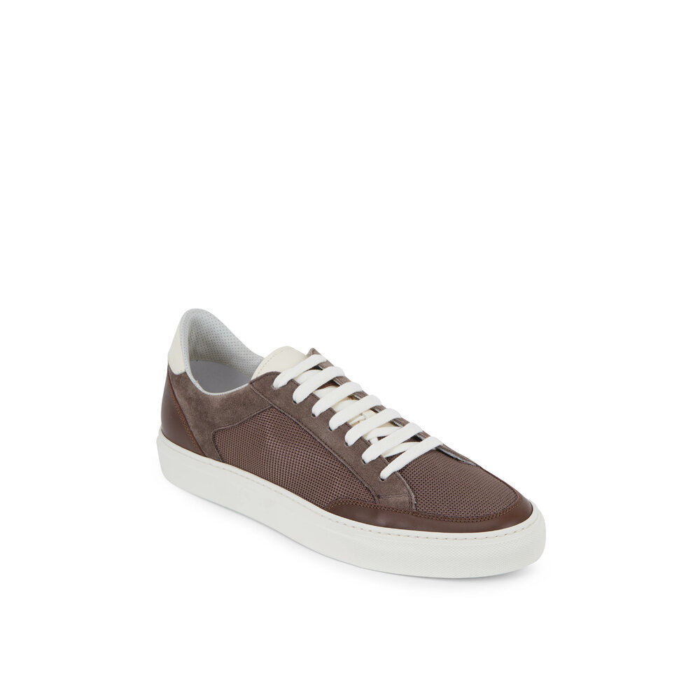 Brunello Cucinelli - Brown Mesh & Leather Low-Top Sneaker