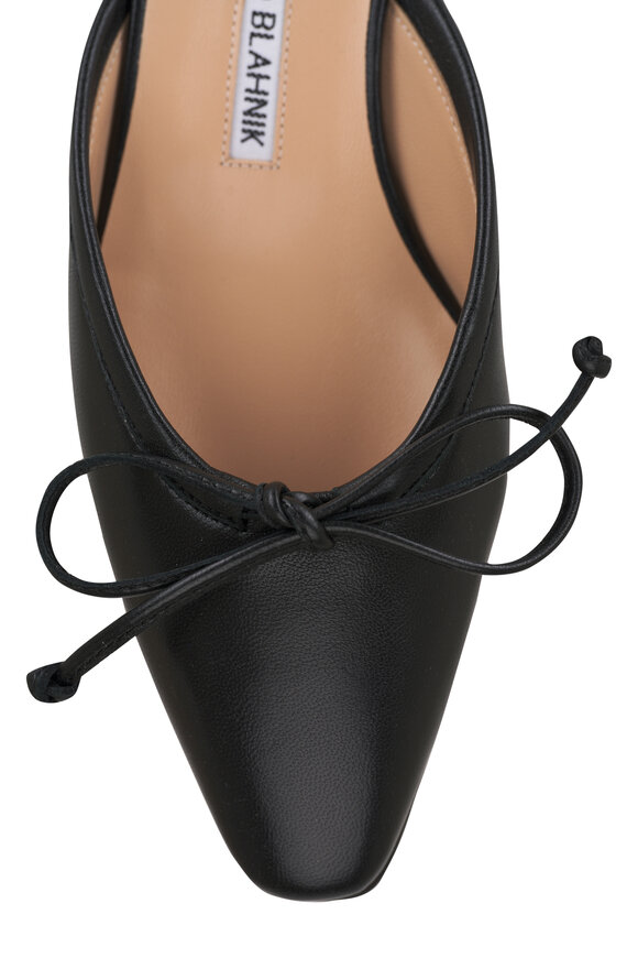 Manolo Blahnik - Ballerimu Black Leather Mule 