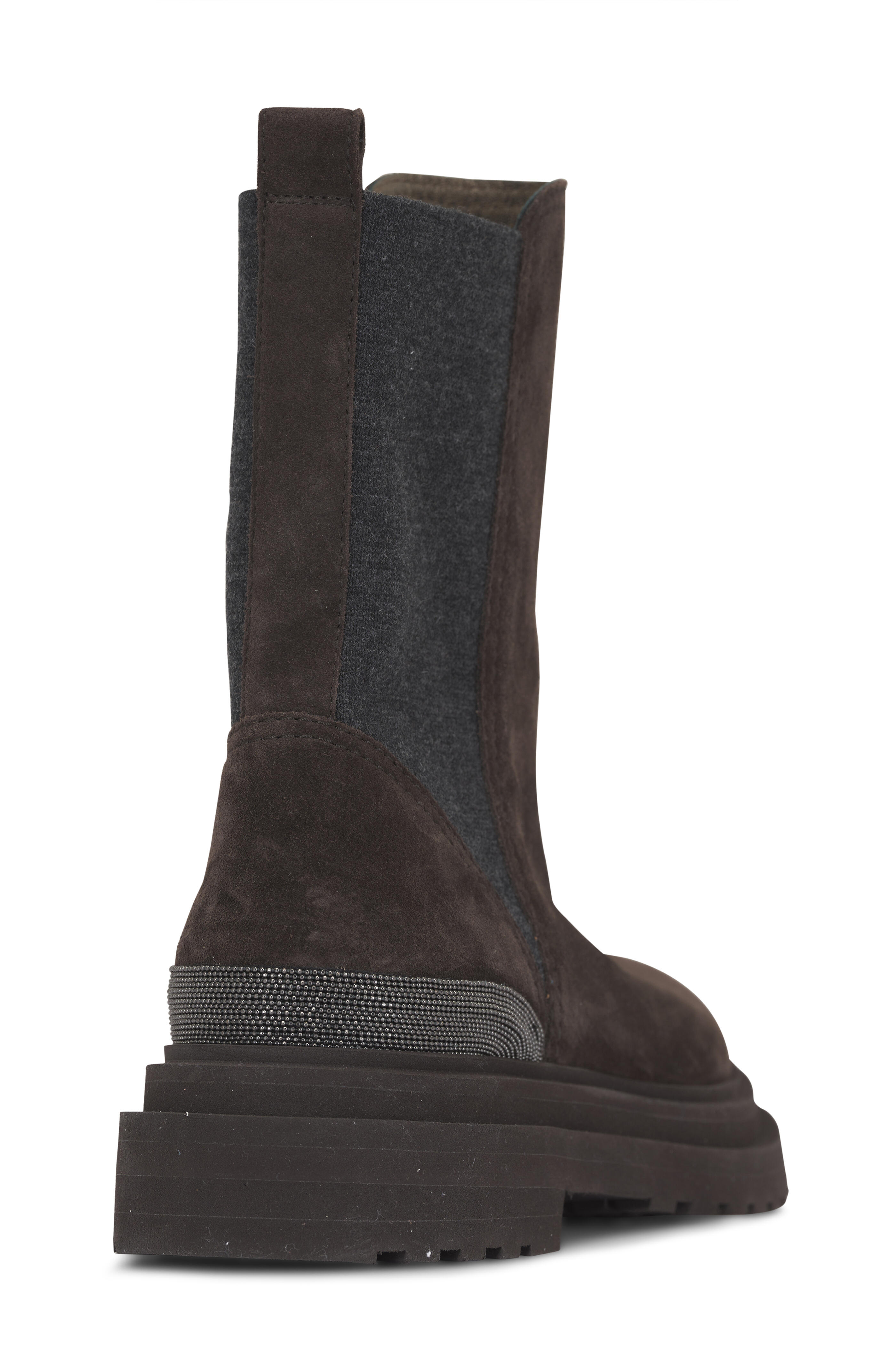 Brunello Cucinelli - Beatles Brown Suede Lug Sole Ankle Boot - view 3