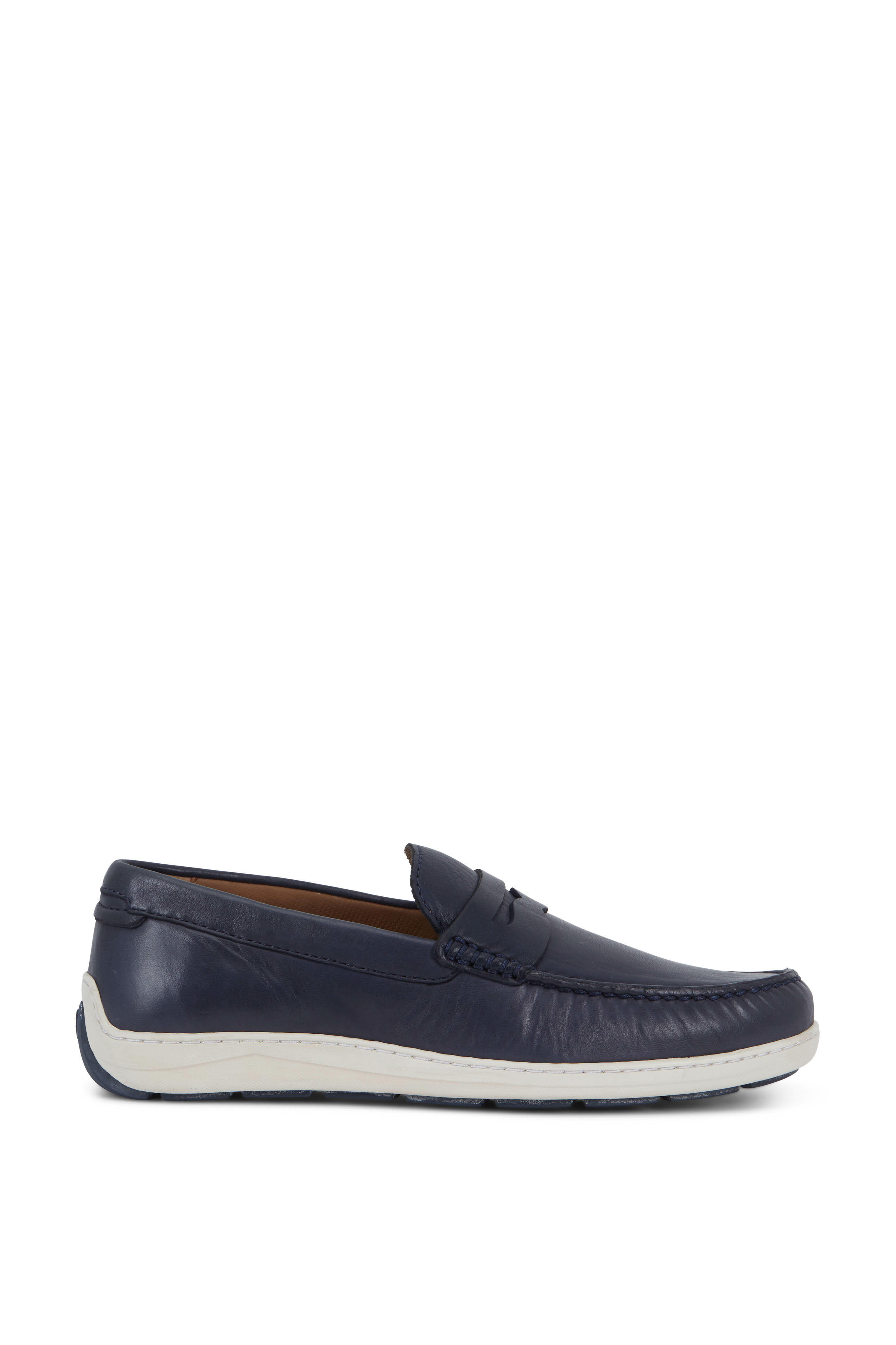 Trask Sheldon Navy Leather Penny Loafer Mitchell Stores