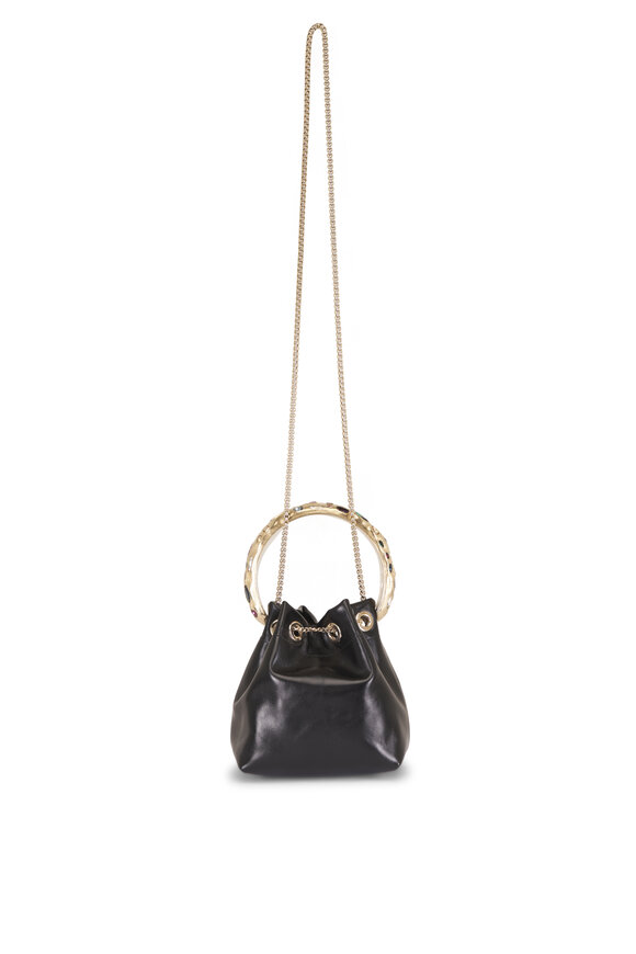 Jimmy Choo Bon Bon Biker Black & Gold Leather Top Handle Bag - view 3