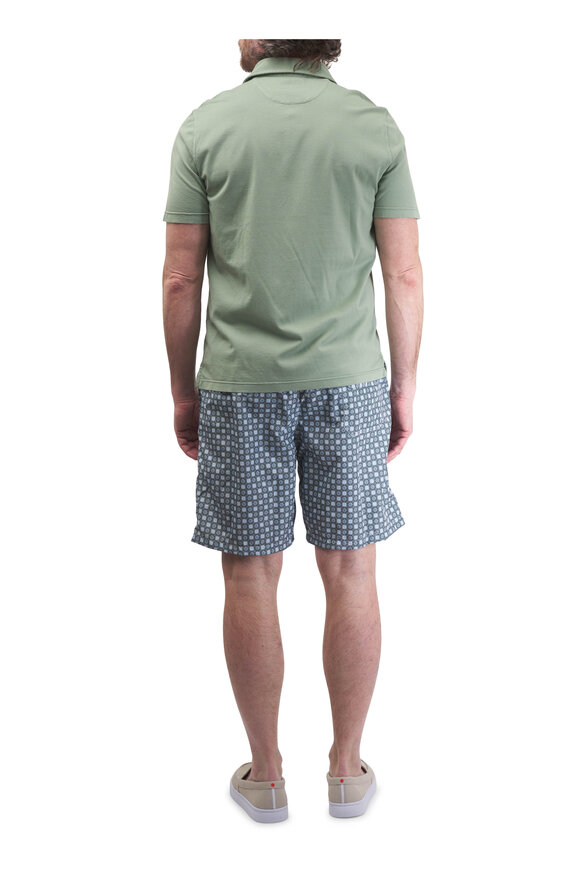 Fedeli - Olive Green Medallion Print Swim Trunks