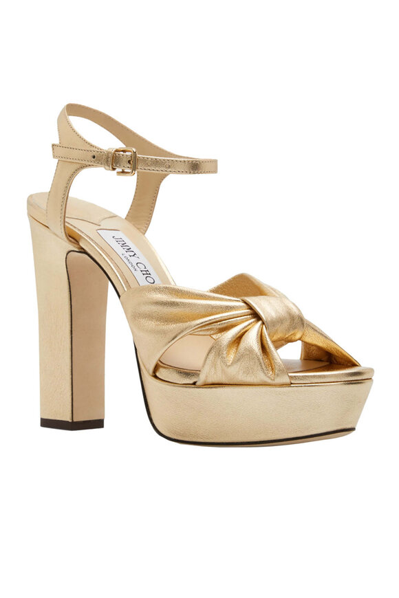 Jimmy Choo Heloise Ankle Strap Platform Sandal in Gold - view 1