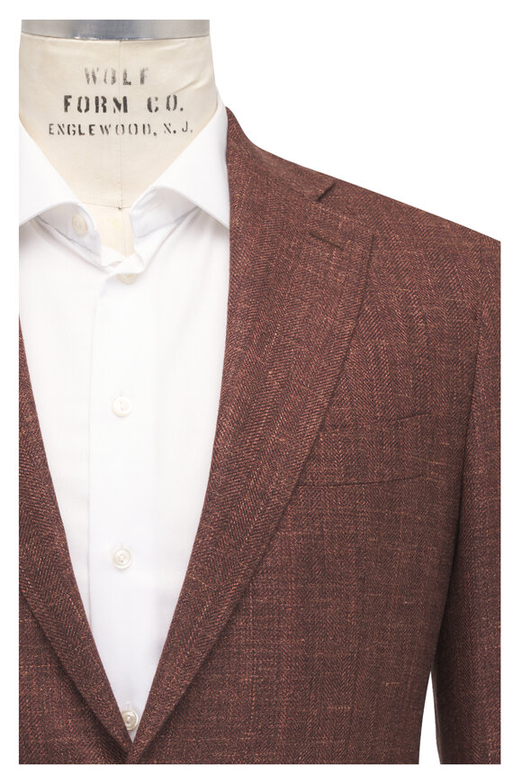 Atelier Munro Burnt Copper Tonal Wool, Silk & Linen Sportcoat