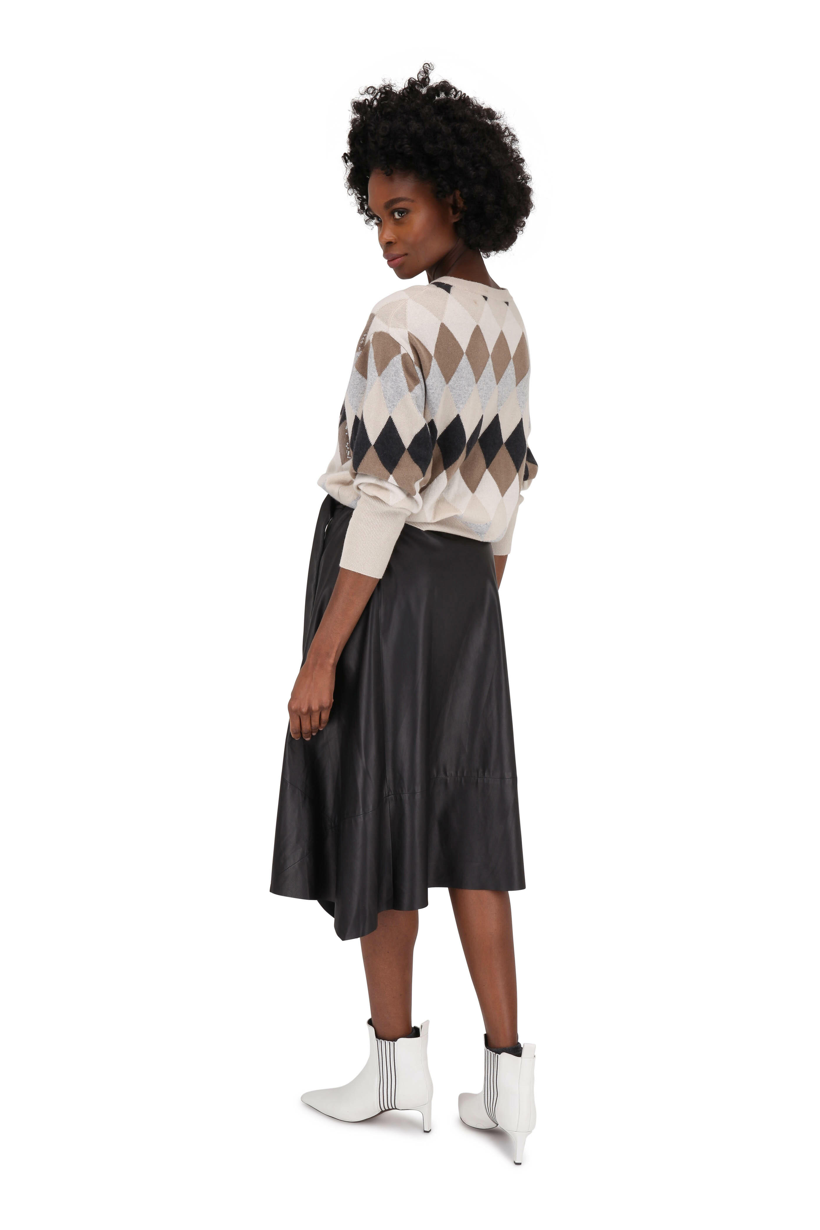 Brunello Cucinelli - Black Leather Belted Wrap Skirt