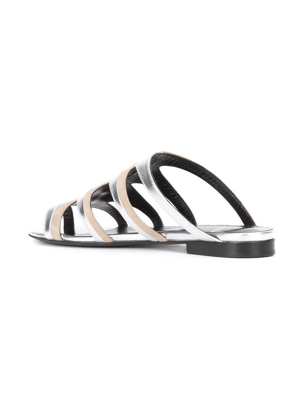 Pierre Hardy - Nude Suede & Silver Lamb Leather Flat Sandal