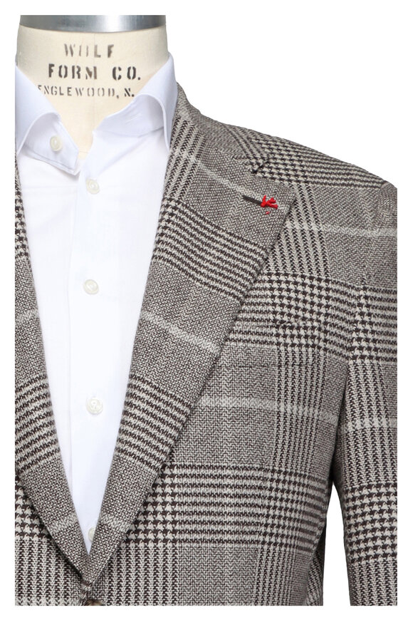 Isaia Sand & Chocolate Glen Plaid Sportcoat - view 1