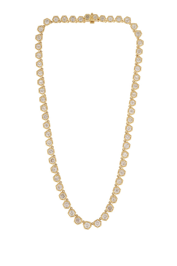 Sutra 18k Yellow Gold Bezel Set Diamond Necklace - view 1