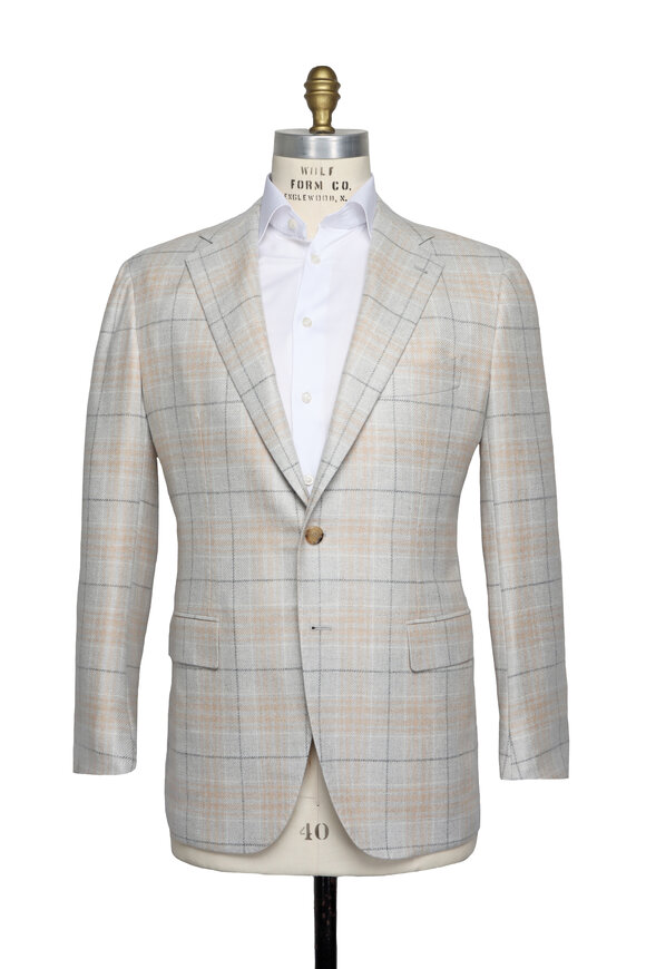 Cesare Attolini Taupe Cashmere Windowpane Sportcoat - view 2