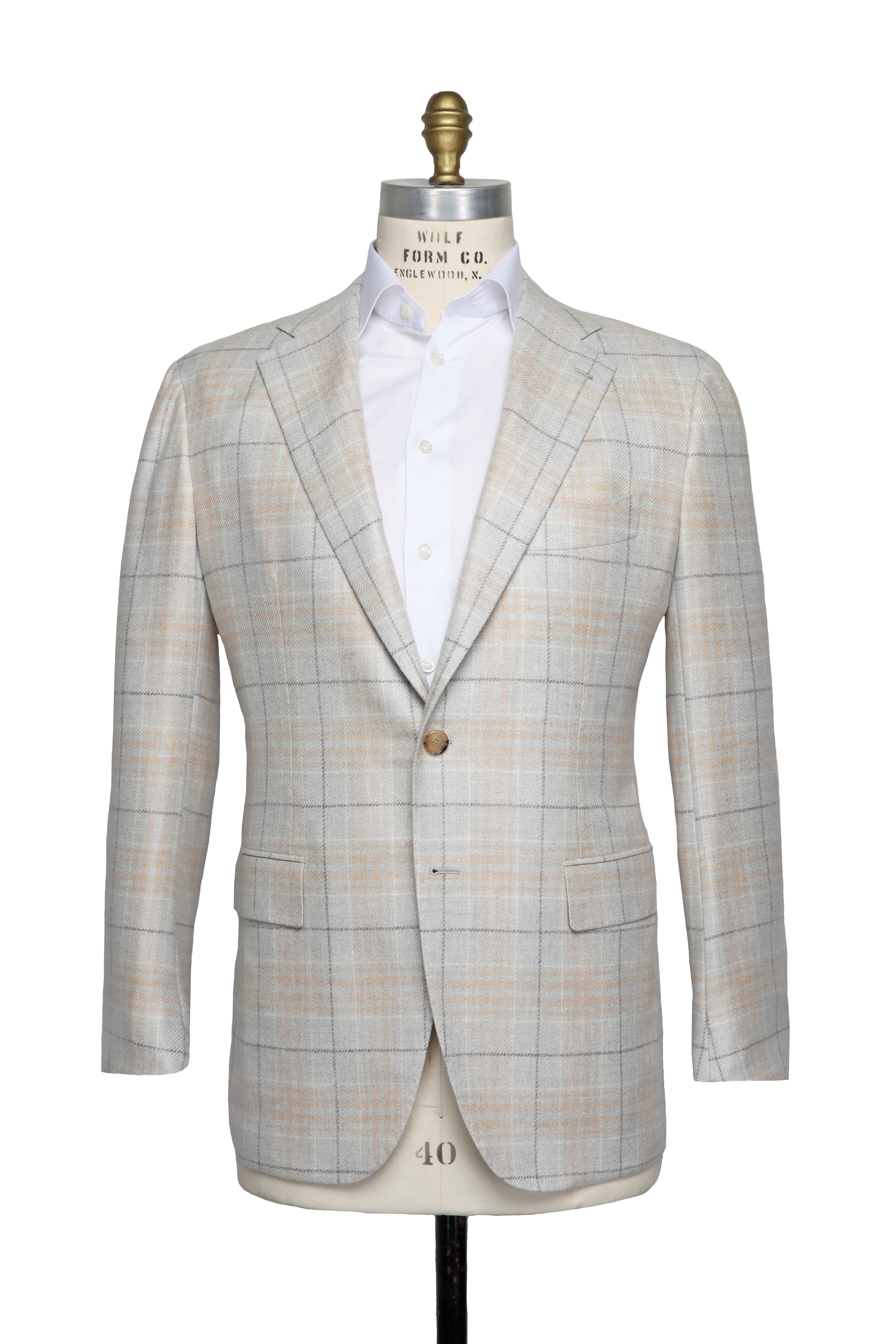 その他 Cesare Attolini Cesare Attolini - Taupe Cashmere Windowpane Sportcoat