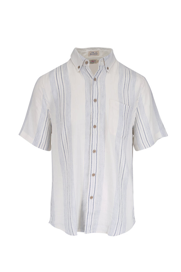 Faherty Brand Breeze White & Light Blue Striped Sport Shirt - view 1