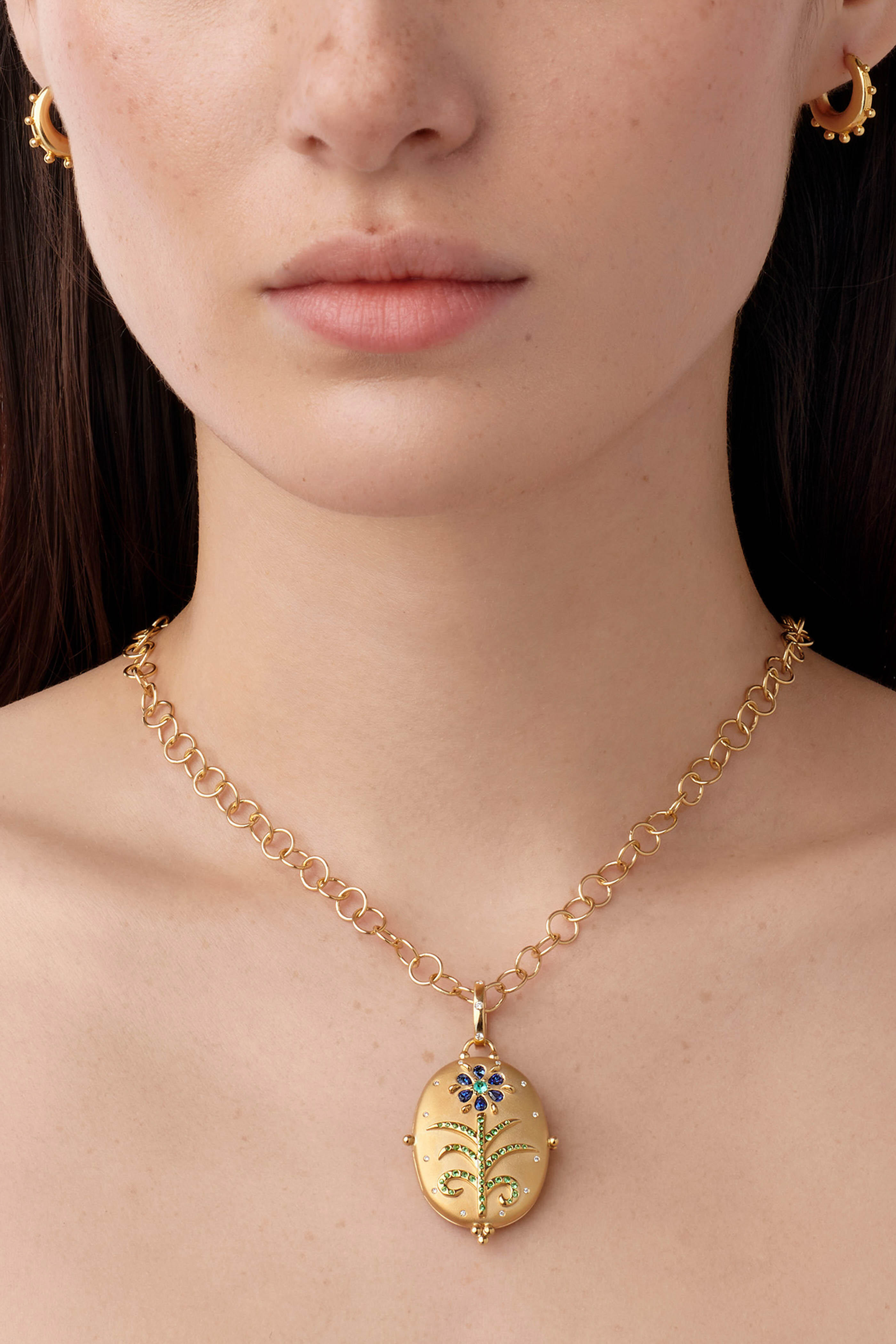 Temple St. Clair - 18k Gold Large Blue Sapphire Primavera Locket