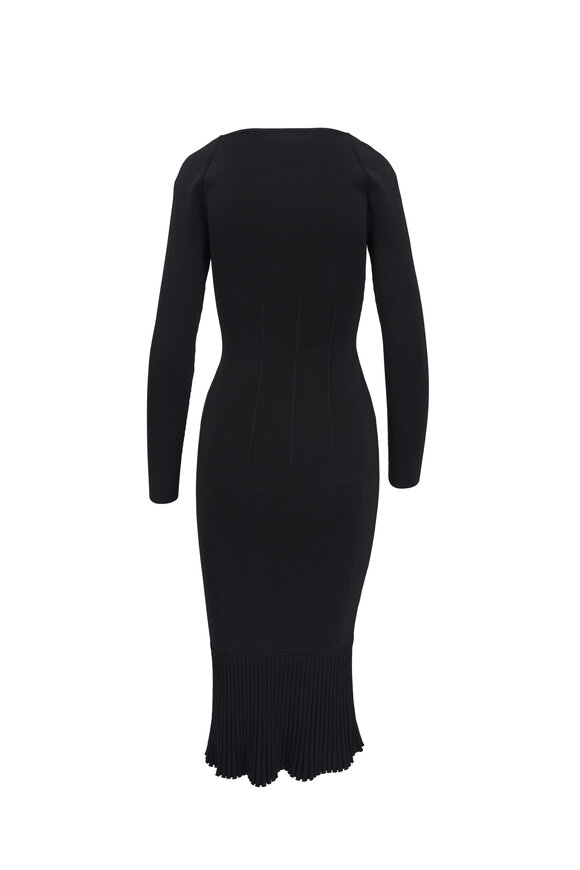 Galvan - Atlanta Ribbed Knit Black Midi Dress