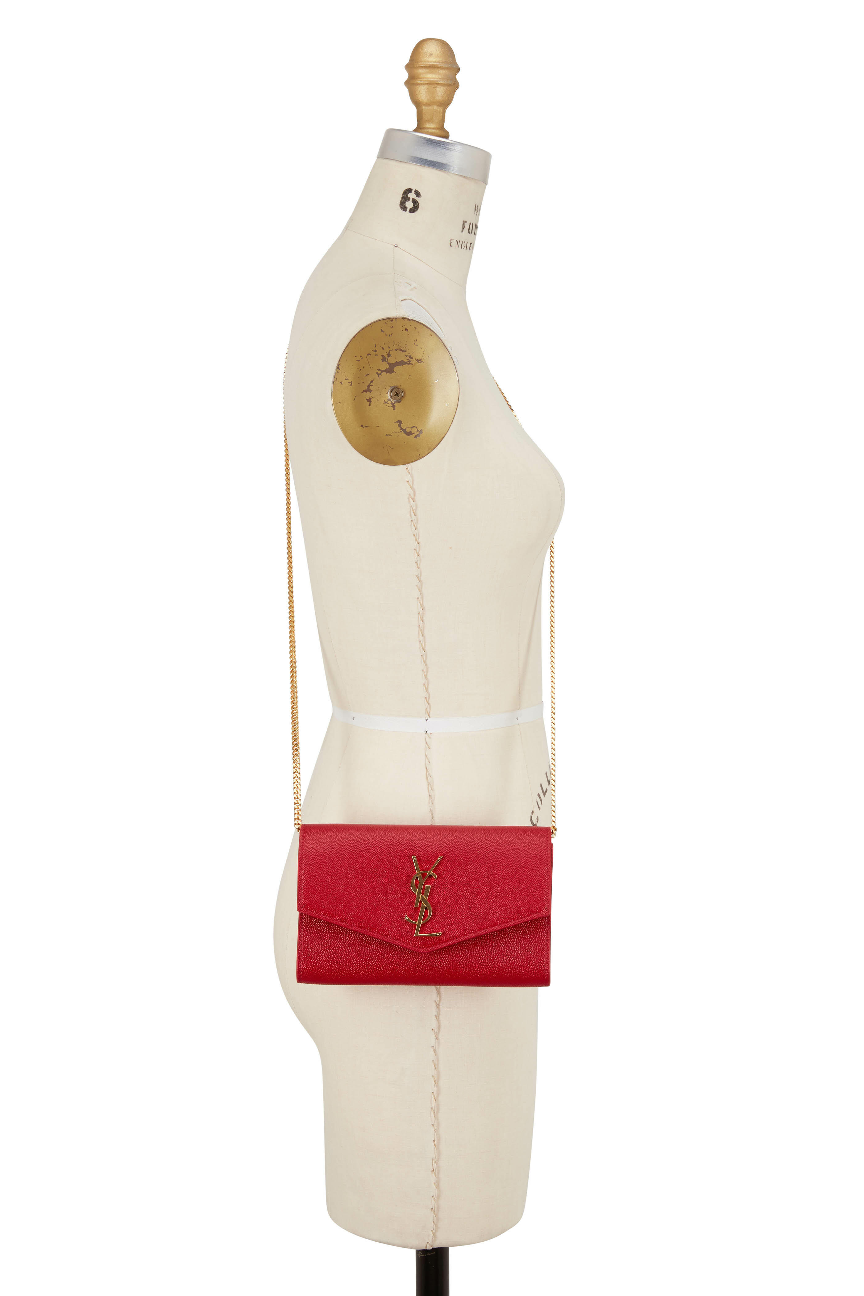 Saint Laurent - Paris Red Grained Leather Small Chain Crossbody