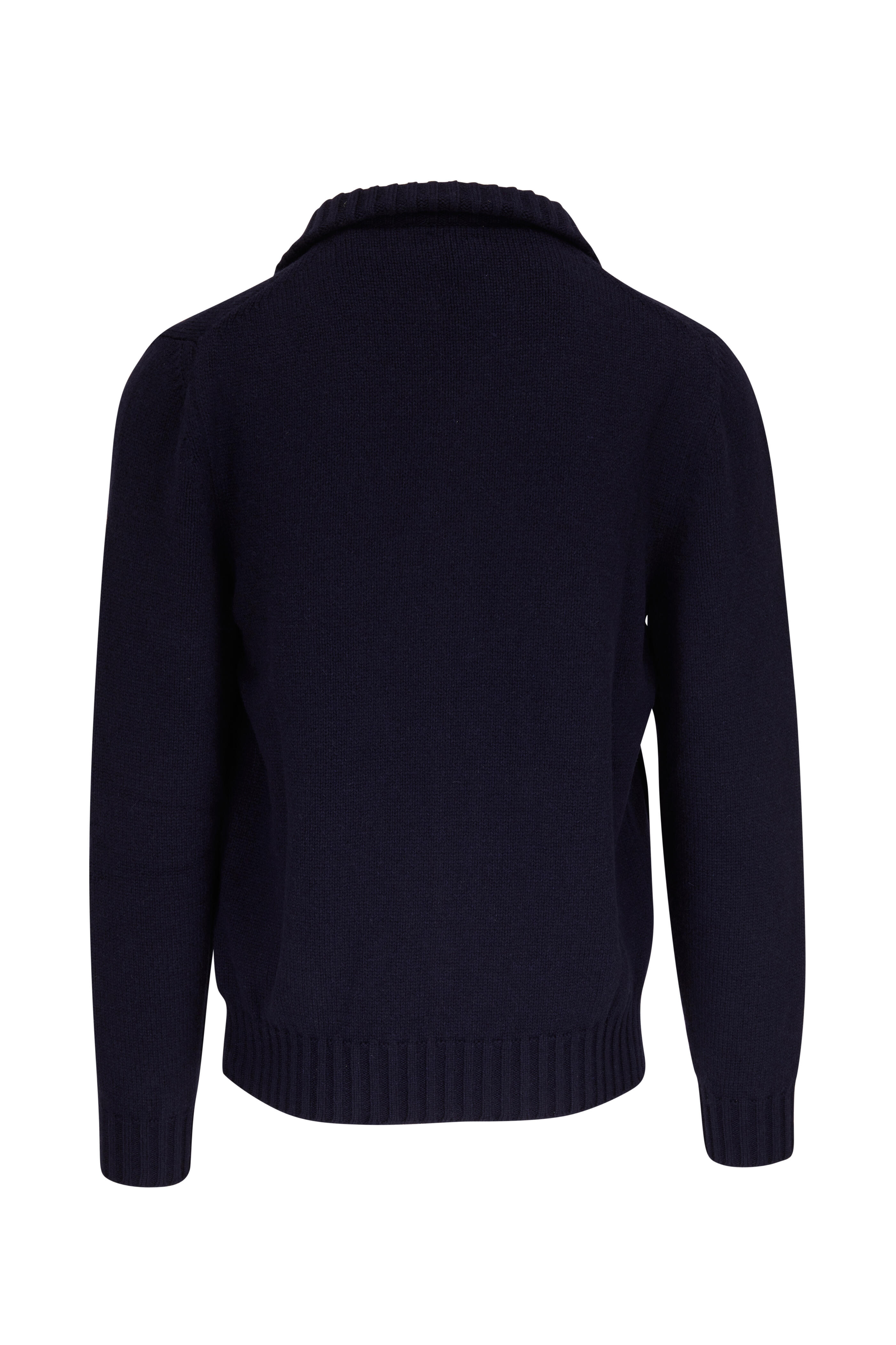 Isaia - Navy Full Zip Bomber Sweater | Mitchell Stores