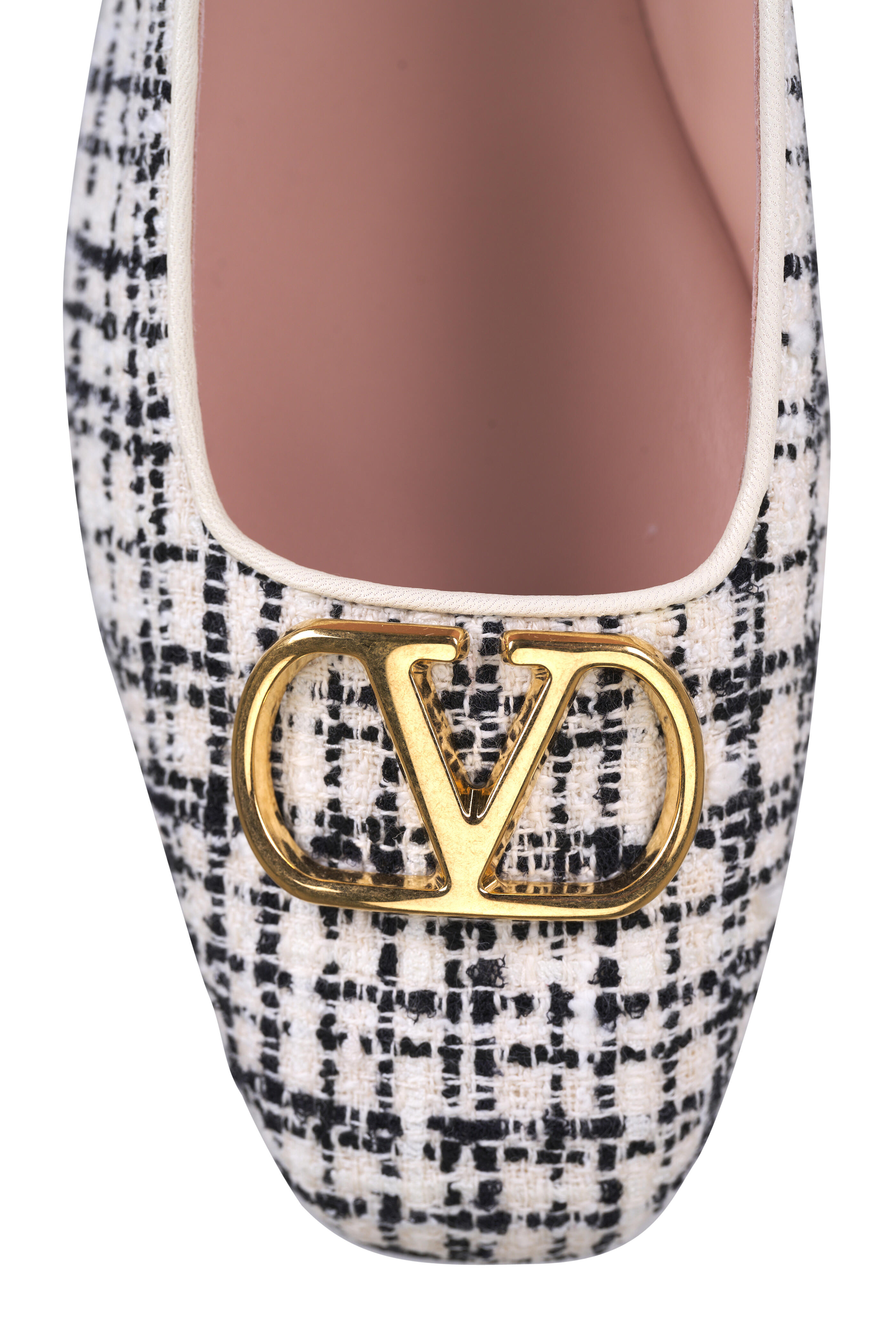 Valentino Garavani - VLogo Signature Ivory & Black Tweed Ballet Flat - view 5