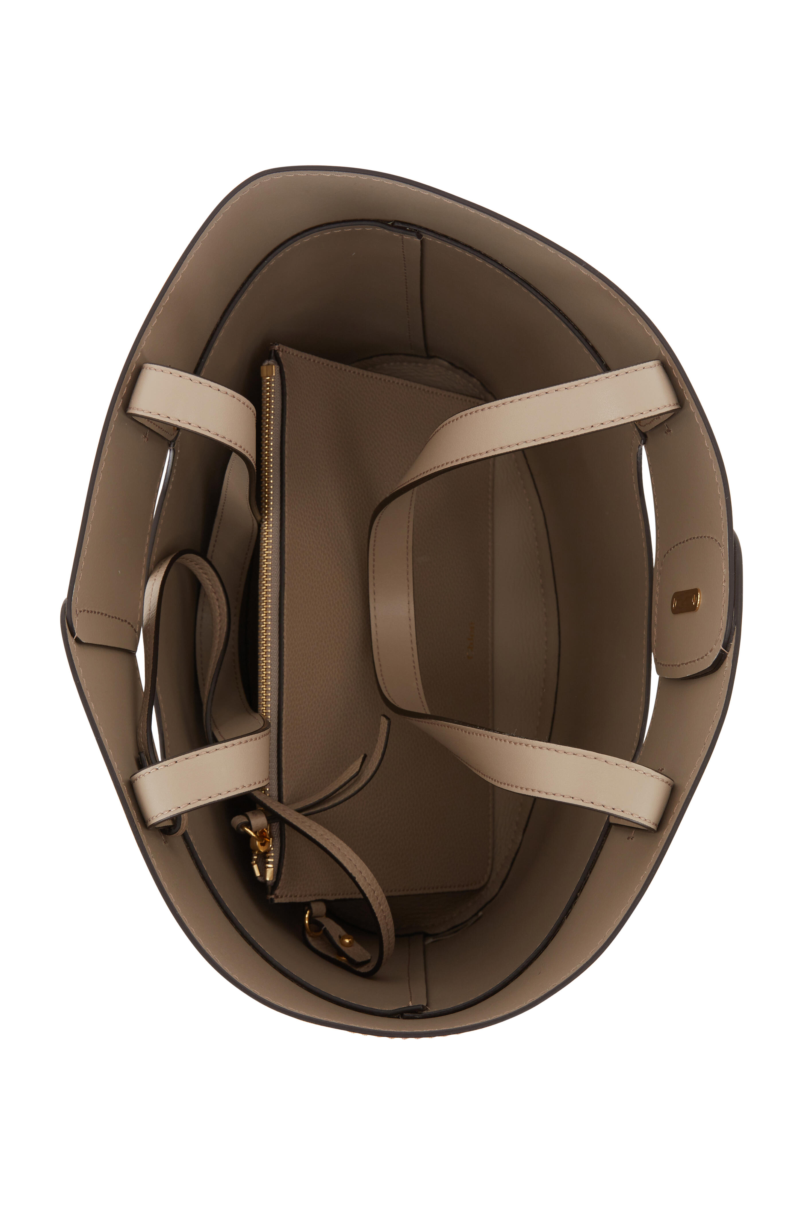 Chloé - Aby Motty Gray Leather Padlock Small Bucket Bag Chloé - Aby Motty Gray Leather Padlock Small Bucket Bag