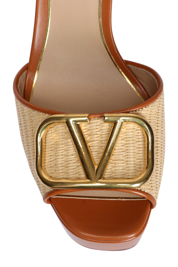 Valentino Garavani VLogo Beige Raffia Platform Sandal, 115mm - view 4