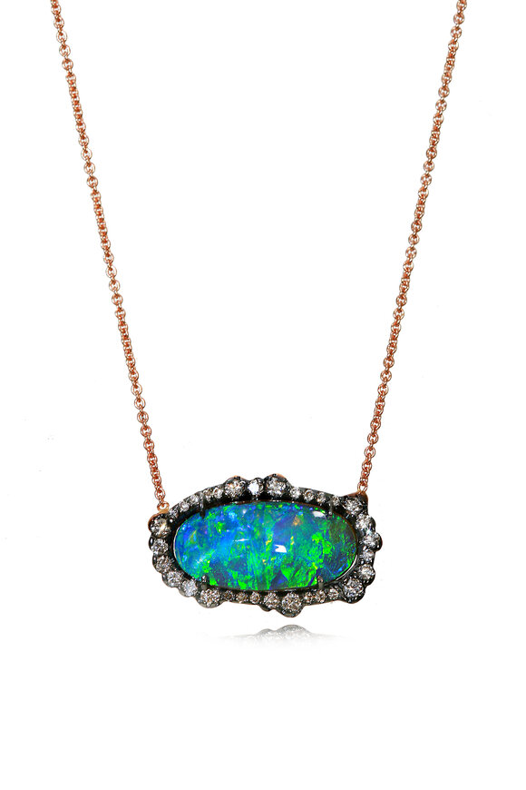 Kimberly McDonald - Boulder Opal & Irregular Diamond Pendant Necklace