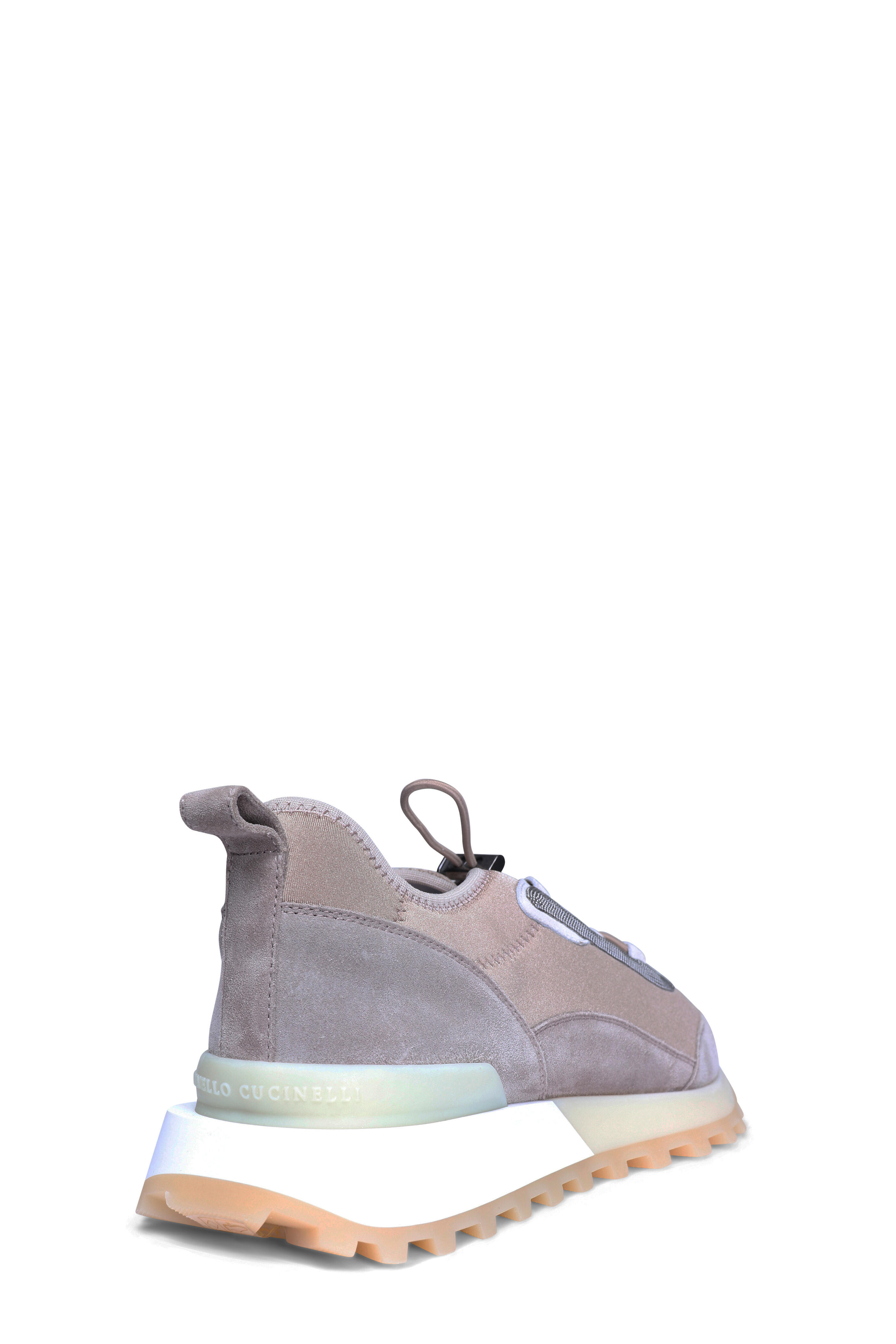 Brunello Cucinelli - Beige Techno Fabric & Suede Drawstring Sneaker